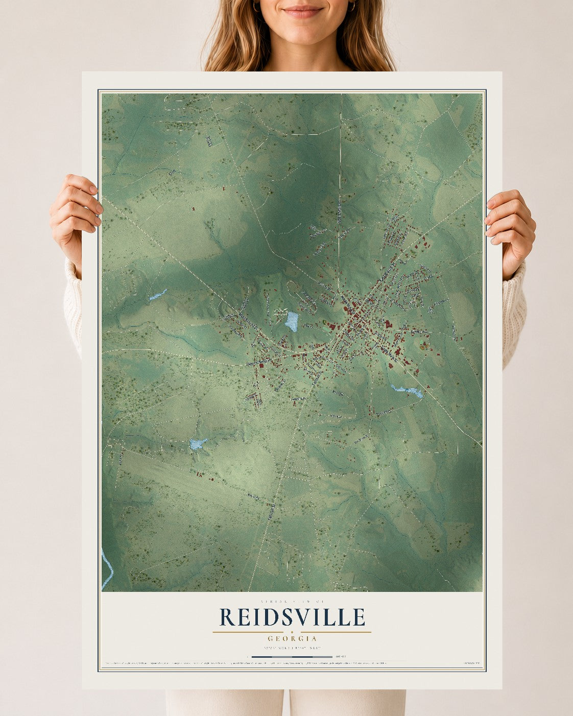 Reidsville, Georgia map print, 24" x 36" Archival Matte Print mockup