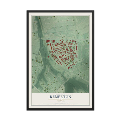 Remerton, Georgia map print, 12" x 18" W/ Black Ayous Wood Frame mockup