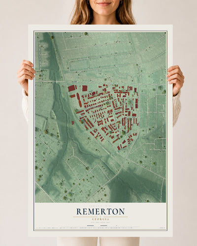 Remerton, Georgia map print, 24" x 36" Archival Matte Print mockup