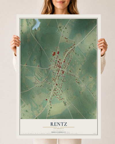 Rentz, Georgia map print, 24" x 36" Archival Matte Print mockup