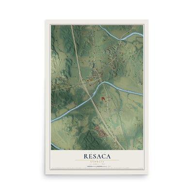 Resaca, Georgia map print, 12" x 18" Archival Matte Print mockup