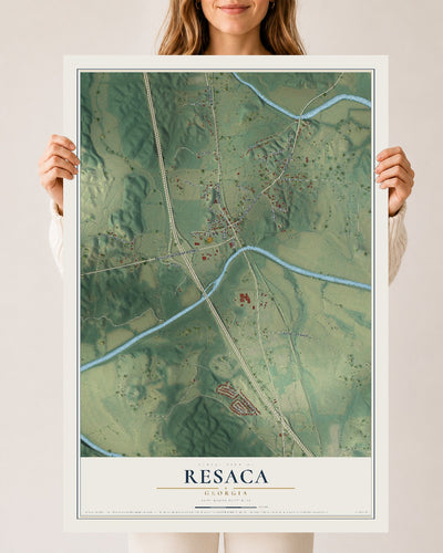 Resaca, Georgia map print, 24" x 36" Archival Matte Print mockup