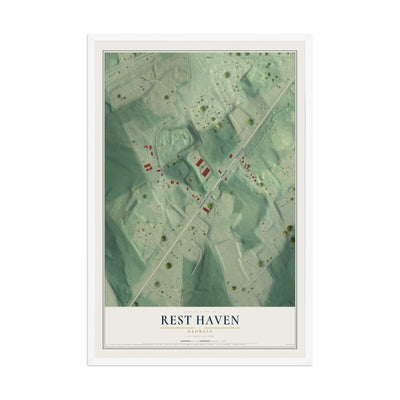 Rest Haven, Georgia map print, 12" x 18" W/ White Ayous Wood Frame mockup