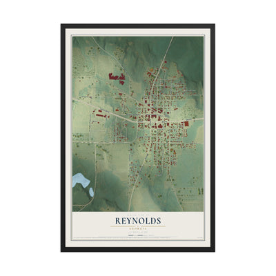 Reynolds, Georgia map print, 12" x 18" W/ Black Ayous Wood Frame mockup