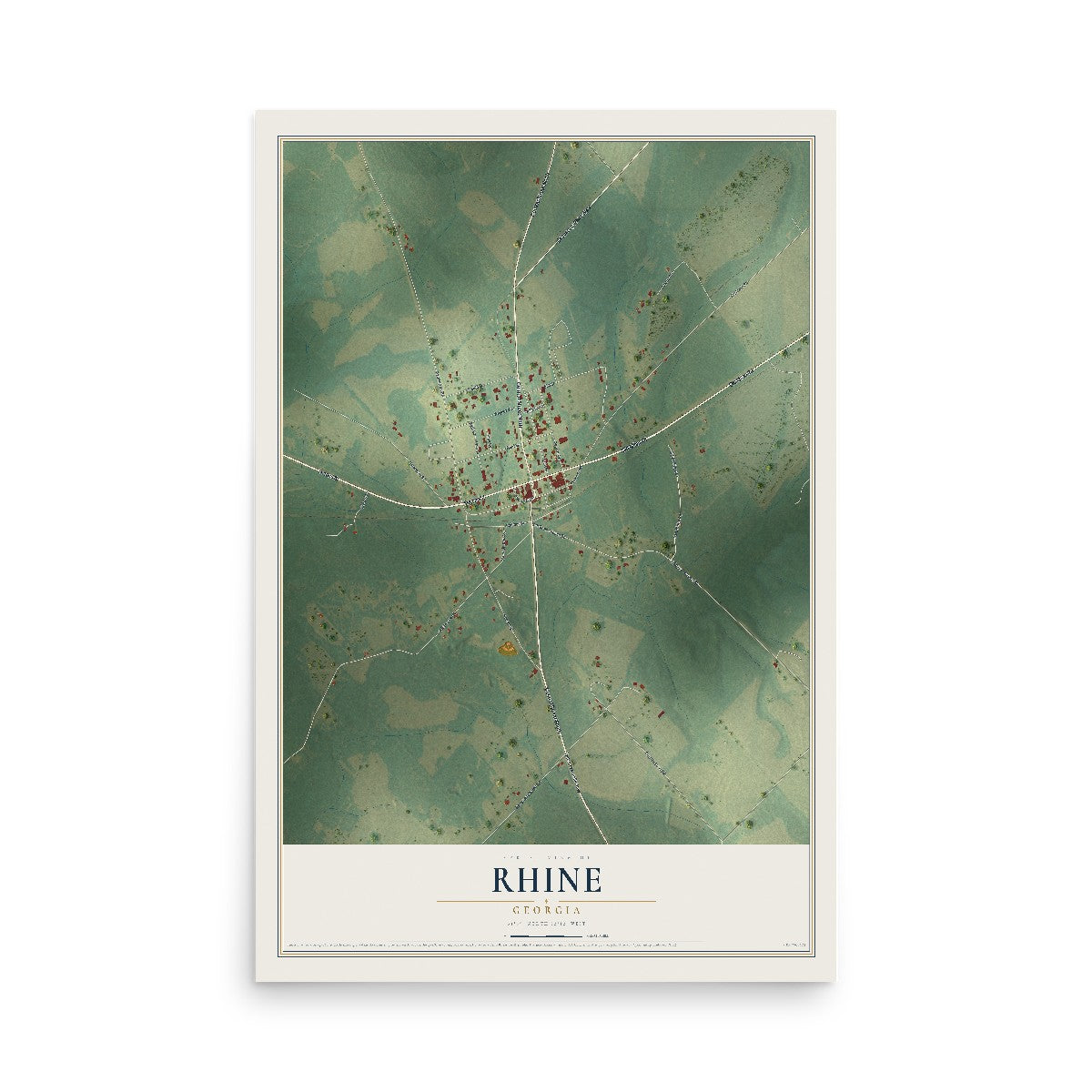 Rhine, Georgia map print, 12" x 18" Archival Matte Print mockup
