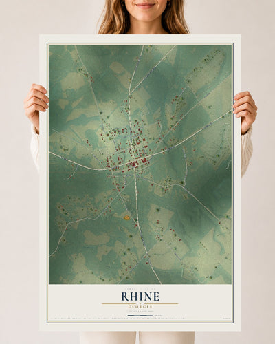 Rhine, Georgia map print, 24" x 36" Archival Matte Print mockup