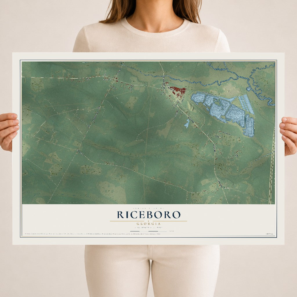 Riceboro, Georgia map print, 18" x 24" Archival Matte Print mockup