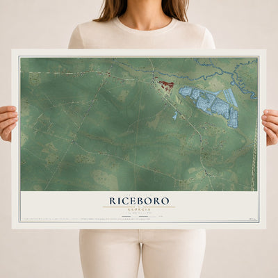 Riceboro, Georgia map print, 18" x 24" Archival Matte Print mockup