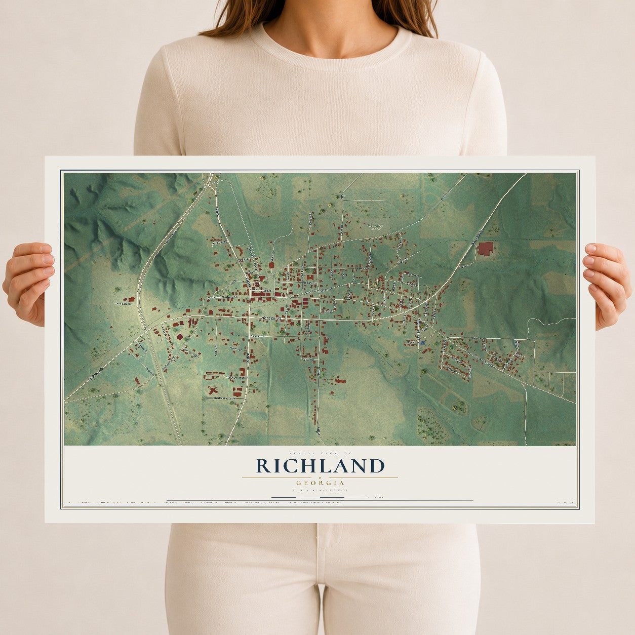 Richland, Georgia map print, 12" x 18" Archival Matte Print mockup