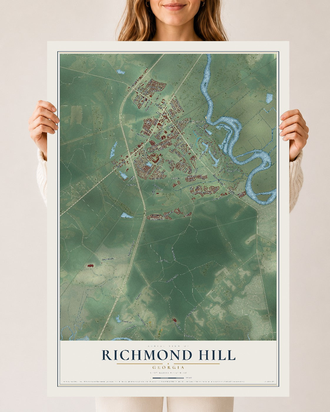 Richmond Hill, Georgia map print, 24" x 36" Archival Matte Print mockup