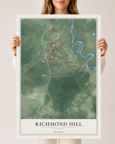 Richmond Hill, Georgia map print, 24" x 36" Archival Matte Print mockup