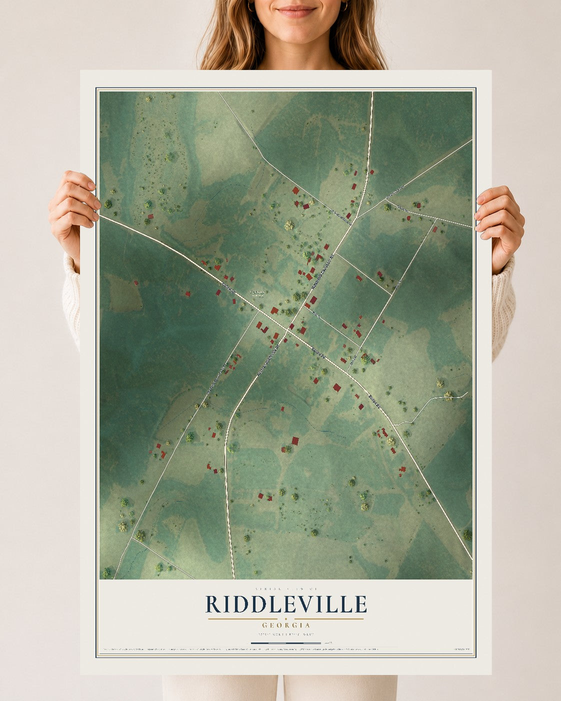 Riddleville, Georgia map print, 24" x 36" Archival Matte Print mockup