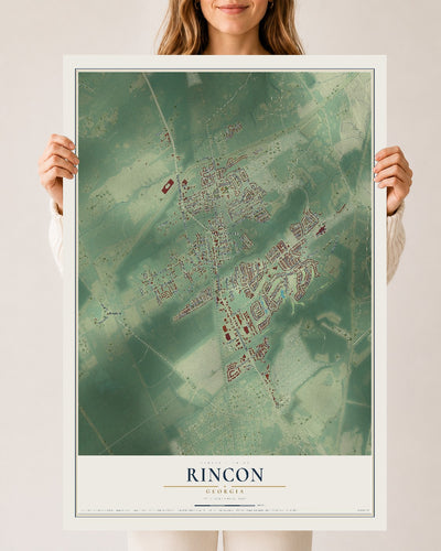 Rincon, Georgia map print, 24" x 36" Archival Matte Print mockup