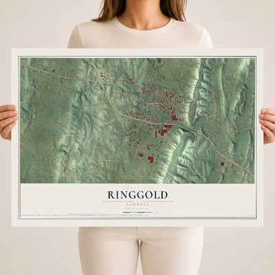 Ringgold, Georgia map print, 18" x 24" Archival Matte Print mockup