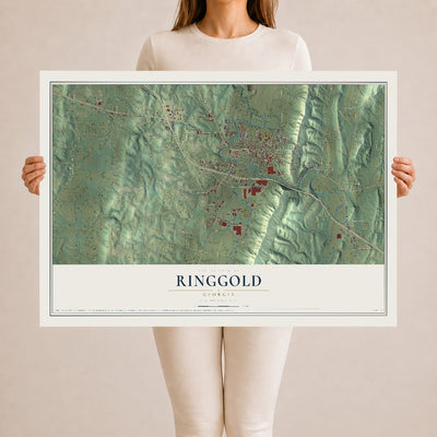 Ringgold, Georgia map print, 24" x 36" Archival Matte Print mockup