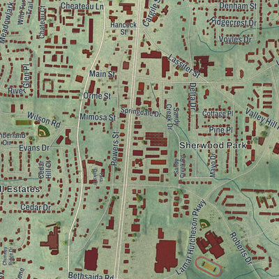 Close-up 1 of the Riverdale, Georgia map artwork
