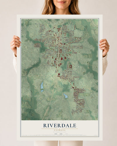 Riverdale, Georgia map print, 24" x 36" Archival Matte Print mockup