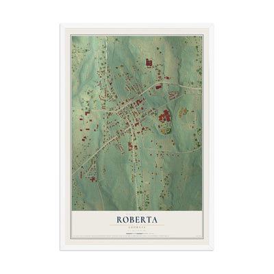 Roberta, Georgia map print, 12" x 18" W/ White Ayous Wood Frame mockup