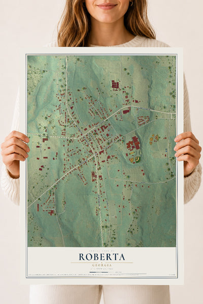 Roberta, Georgia map print, 18" x 24" Archival Matte Print mockup