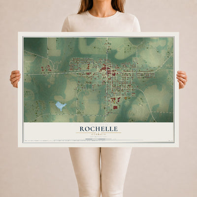 Rochelle, Georgia map print, 24" x 36" Archival Matte Print mockup