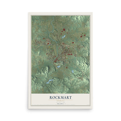 Rockmart, Georgia map print, 12" x 18" Archival Matte Print mockup