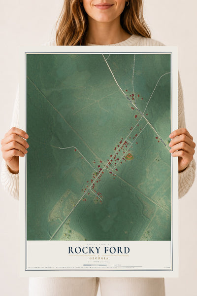 Rocky Ford, Georgia map print, 18" x 24" Archival Matte Print mockup