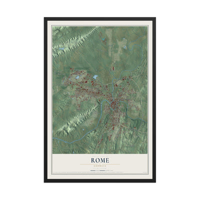 Rome, Georgia map print, 12" x 18" W/ Black Ayous Wood Frame mockup