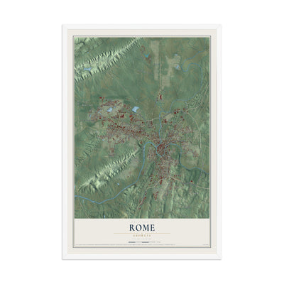 Rome, Georgia map print, 12" x 18" W/ White Ayous Wood Frame mockup