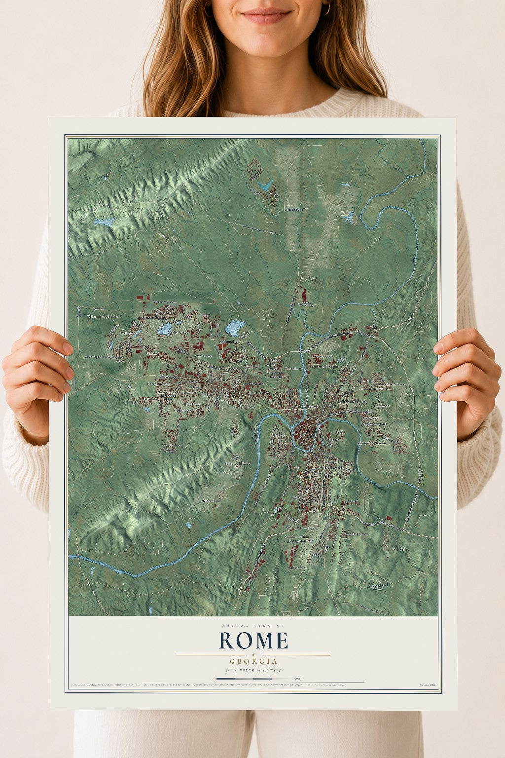 Rome, Georgia map print, 18" x 24" Archival Matte Print mockup