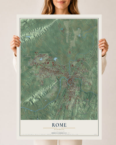 Rome, Georgia map print, 24" x 36" Archival Matte Print mockup
