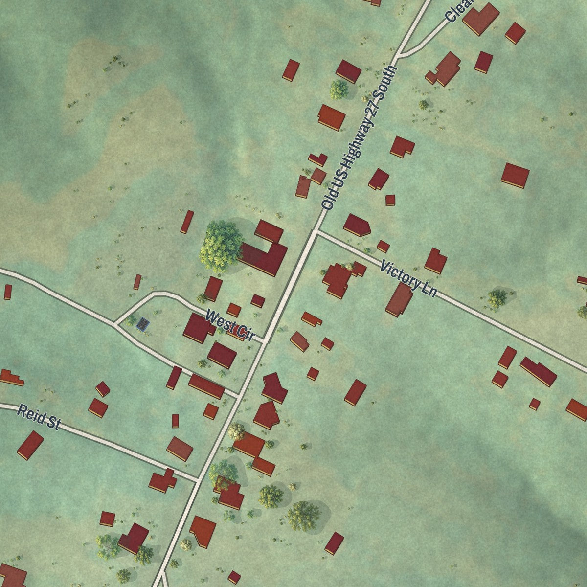 Close-up 1 of the Roopville, Georgia map artwork