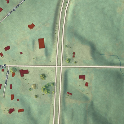 Close-up 2 of the Roopville, Georgia map artwork