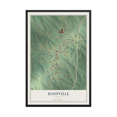 Roopville, Georgia map print, 12" x 18" W/ Black Ayous Wood Frame mockup