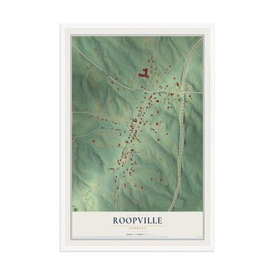 Roopville, Georgia map print, 12" x 18" W/ White Ayous Wood Frame mockup