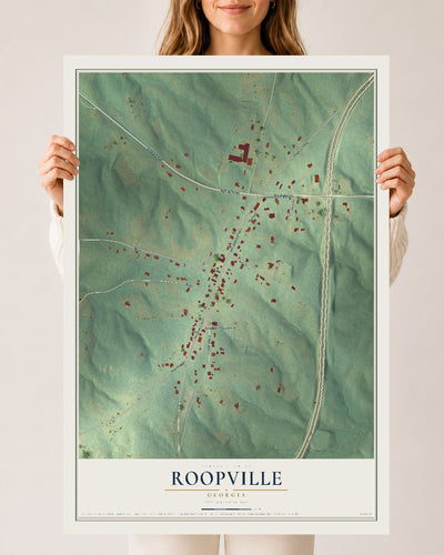 Roopville, Georgia map print, 24" x 36" Archival Matte Print mockup