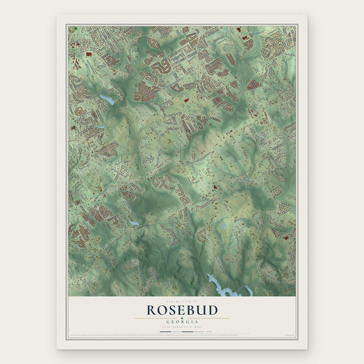 Rosebud, Georgia map print, the full design