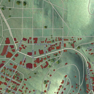 Close-up 2 of the Rossville, Georgia map artwork