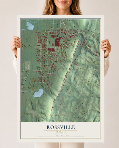 Rossville, Georgia map print, 24" x 36" Archival Matte Print mockup