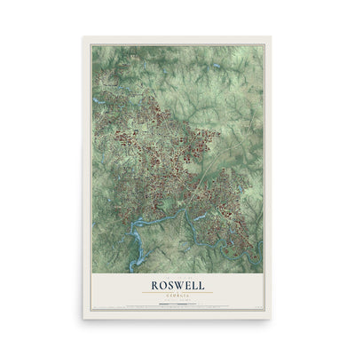 Roswell, Georgia map print, 12" x 18" Archival Matte Print mockup