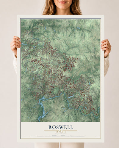 Roswell, Georgia map print, 24" x 36" Archival Matte Print mockup