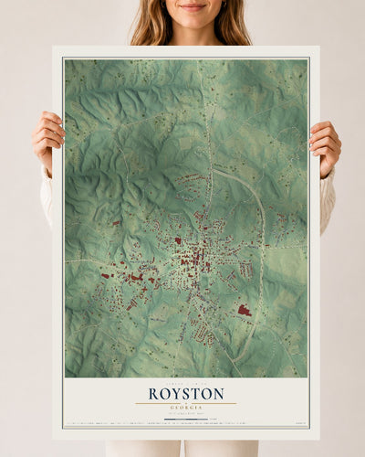 Royston, Georgia map print, 24" x 36" Archival Matte Print mockup
