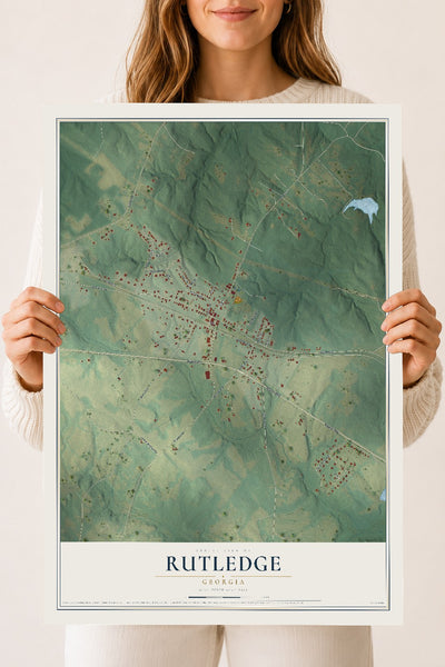 Rutledge, Georgia map print, 18" x 24" Archival Matte Print mockup
