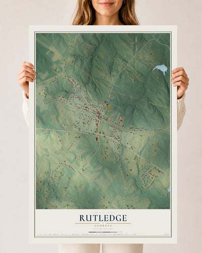 Rutledge, Georgia map print, 24" x 36" Archival Matte Print mockup