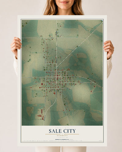 Sale City, Georgia map print, 24" x 36" Archival Matte Print mockup