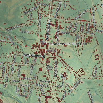 Close-up 1 of the Sandersville, Georgia map artwork