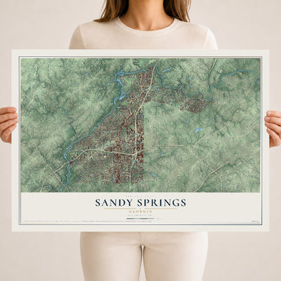 Sandy Springs, Georgia map print, 18" x 24" Archival Matte Print mockup