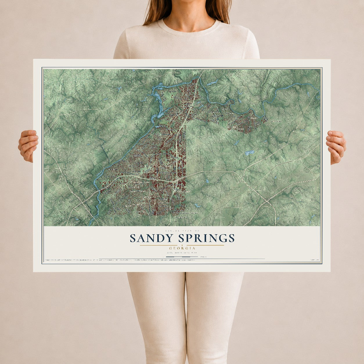 Sandy Springs, Georgia map print, 24" x 36" Archival Matte Print mockup
