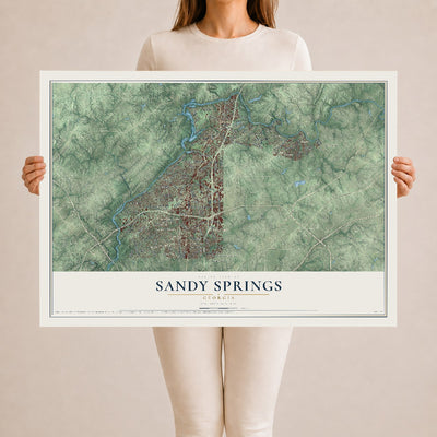 Sandy Springs, Georgia map print, 24" x 36" Archival Matte Print mockup