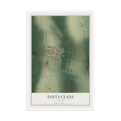 Santa Claus, Georgia map print, 12" x 18" W/ White Ayous Wood Frame mockup