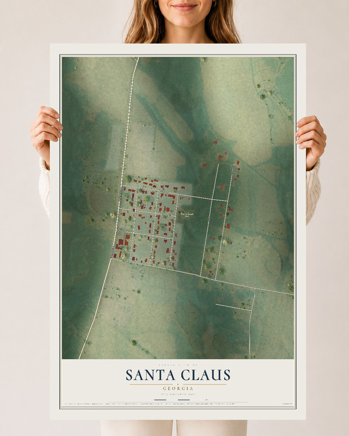 Santa Claus, Georgia map print, 24" x 36" Archival Matte Print mockup